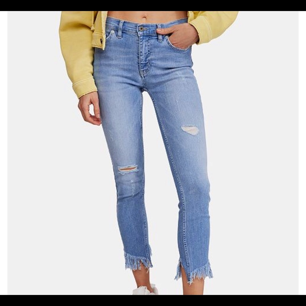 Free People Great Heights Frayed Skinny Jeans